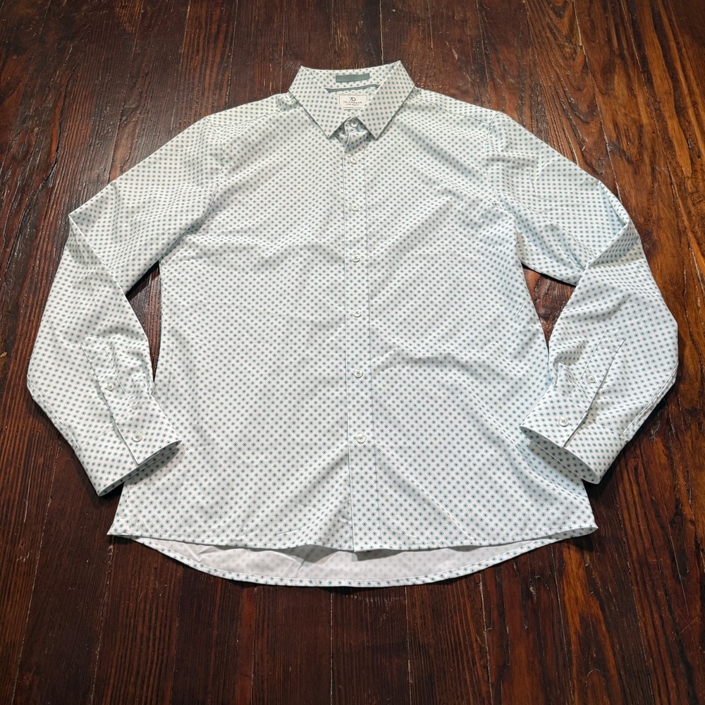7 Diamonds Shirt Mens M White Floral AOP Print Button Maxson 4 Way Stretch